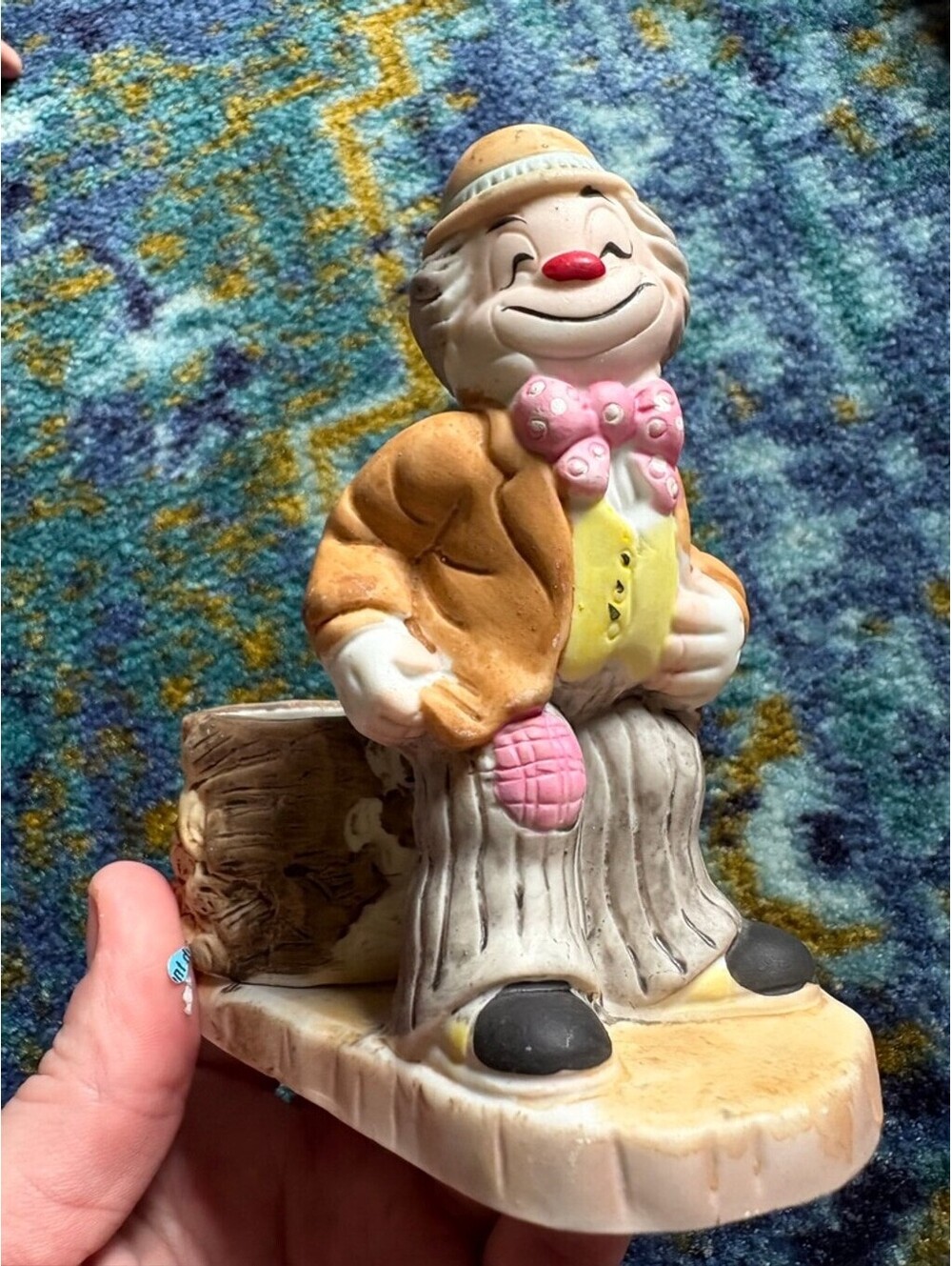 Jasco Hobo Luvkins Porcelain Clown Candle Holder Planter 5 Inch
